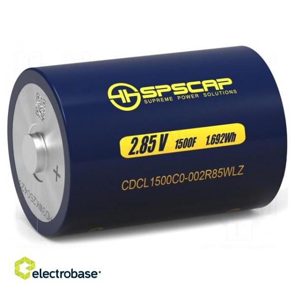 Supercapacitor | 1500F | 2.85VDC | Ø60.8x91.4mm | Ifsm: 1355A