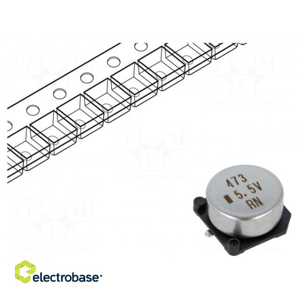 Supercapacitor | SMD | 0.047F | 5.5VDC | -20÷80% | Pitch: 5mm | 50Ω | EDLC