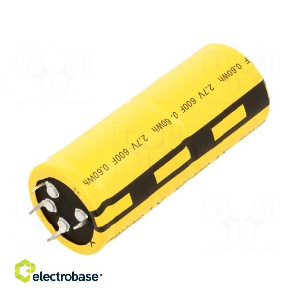 Supercapacitor | SNAP-IN | 600F | 2.7VDC | -5÷10% | Ø35x87.5mm | 2.6mΩ
