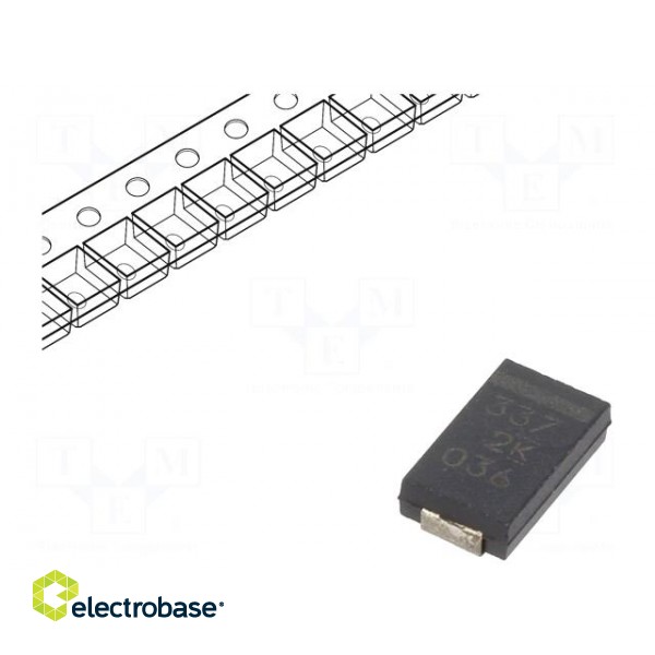 Capacitor: polymer | low ESR | 330uF | 2VDC | V | 2917 | ESR: 9mΩ | SMD | ±20%