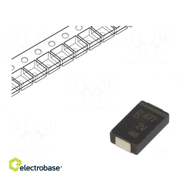 Capacitor: polymer | low ESR | 470uF | 2VDC | V | 2917 | ESR: 3mΩ | SMD | ±20%