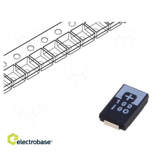 Capacitor: tantalum-polymer | low ESR | 100uF | 6.3VDC | TPE | SMD | ±20%