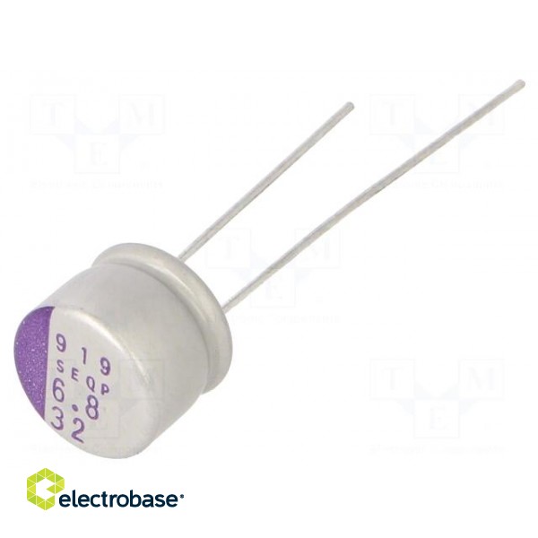 Capacitor: polymer | 6.8uF | 32VDC | SEQP | THT | ±20% | -55÷125°C | 1000h