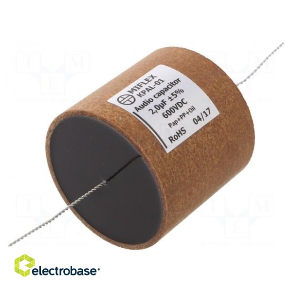 Capacitor: aluminum-polypropylene-paper | 2uF | 600VDC | ±5% | THT