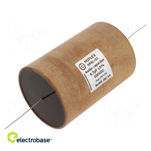 Capacitor: aluminum-polypropylene-paper | 4.7uF | 600VDC | ±5% | THT