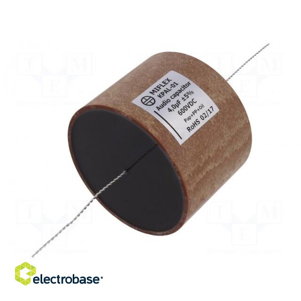 Capacitor: aluminum-polypropylene-paper | 4uF | 600VDC | ±5% | THT