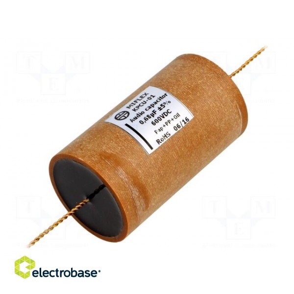 Capacitor: copper-polypropylene-paper | 0.68uF | 600VDC | ±5% | THT