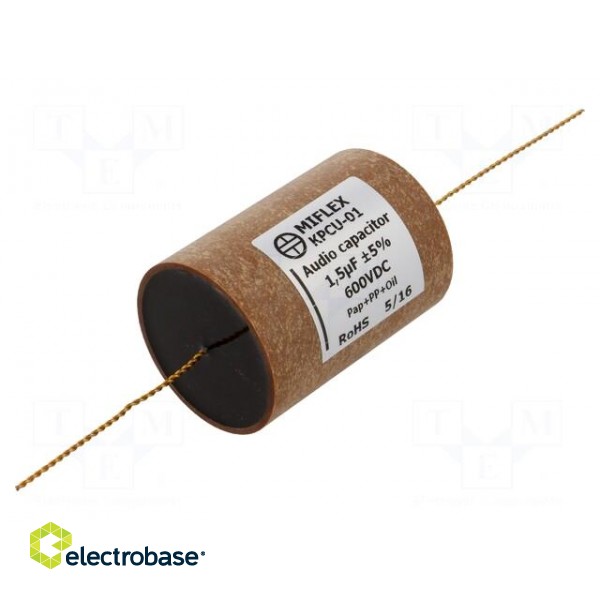 Capacitor: copper-polypropylene-paper | 1.5uF | 600VDC | ±5% | THT