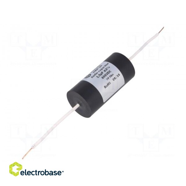 Capacitor: polypropylene | 1.5uF | 600VDC | ±2% | Ø25x51mm | -25÷85°C