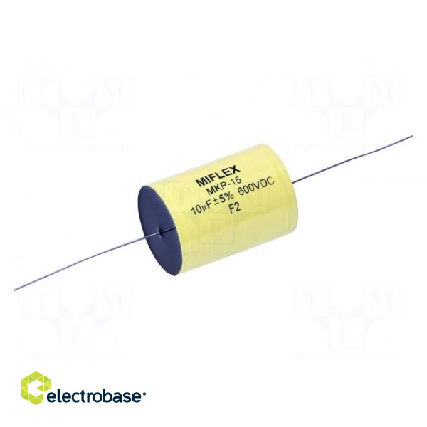 Capacitor: polypropylene | 10uF | 600VDC | ±5% | Ø36x44mm | Leads: axial