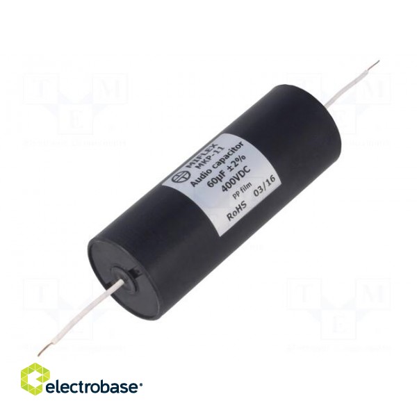 Capacitor: polypropylene | 60uF | 400VDC | ±2% | -25÷85°C | Leads: axial