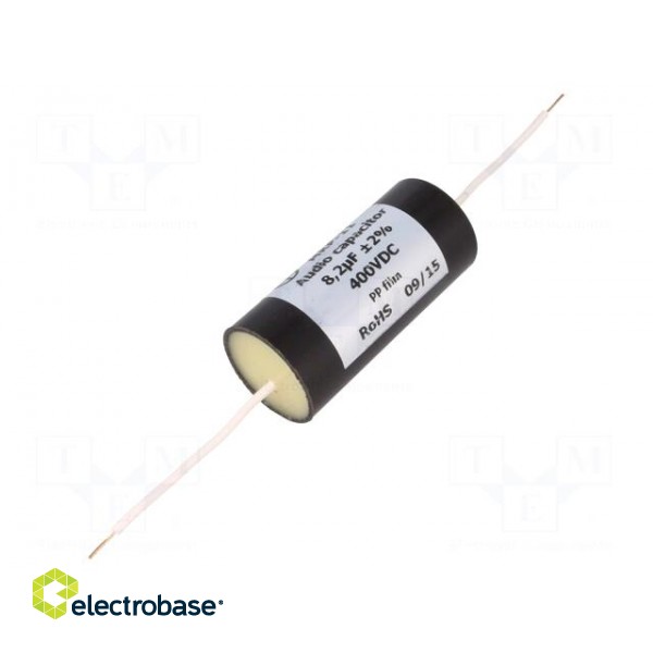 Capacitor: polypropylene | 8.2uF | 400VDC | ±2% | Ø30x65mm | -25÷85°C