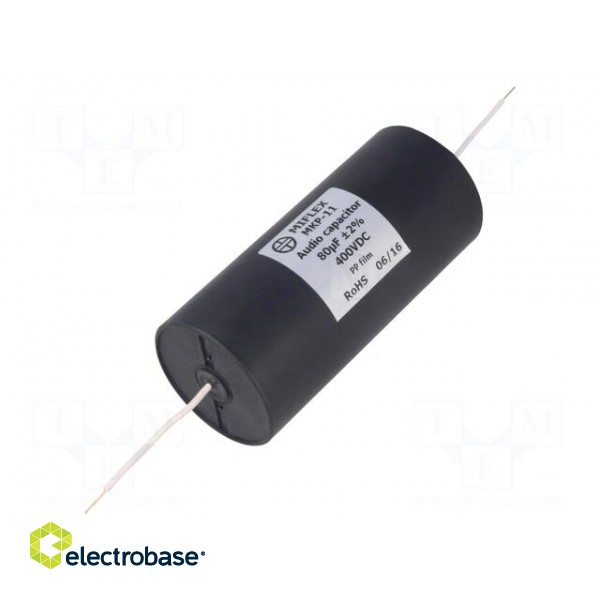 Capacitor: polypropylene | 80uF | 400VDC | ±2% | -25÷85°C | Leads: axial