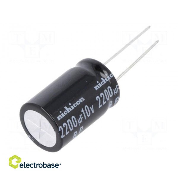 Capacitor: electrolytic | bipolar | THT | 2200uF | 10VDC | Ø10x20mm