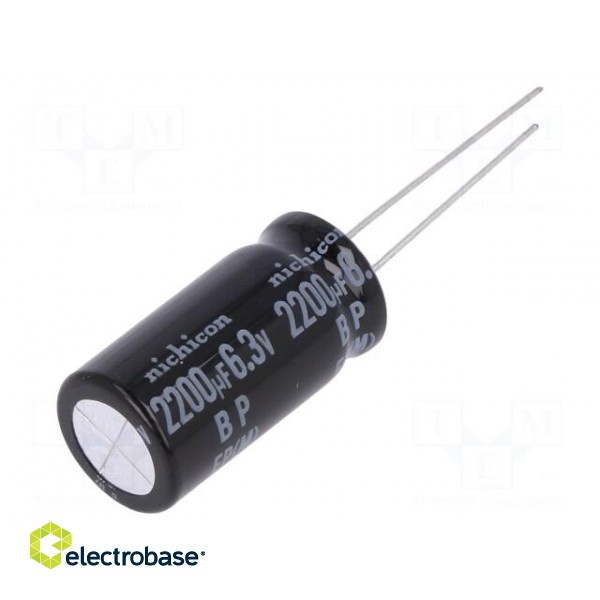 Capacitor: electrolytic | bipolar | THT | 2200uF | 6.3VDC | Ø10x20mm