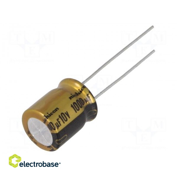 Capacitor: electrolytic | THT | 1000uF | 10VDC | Ø10x12.5mm | Pitch: 5mm