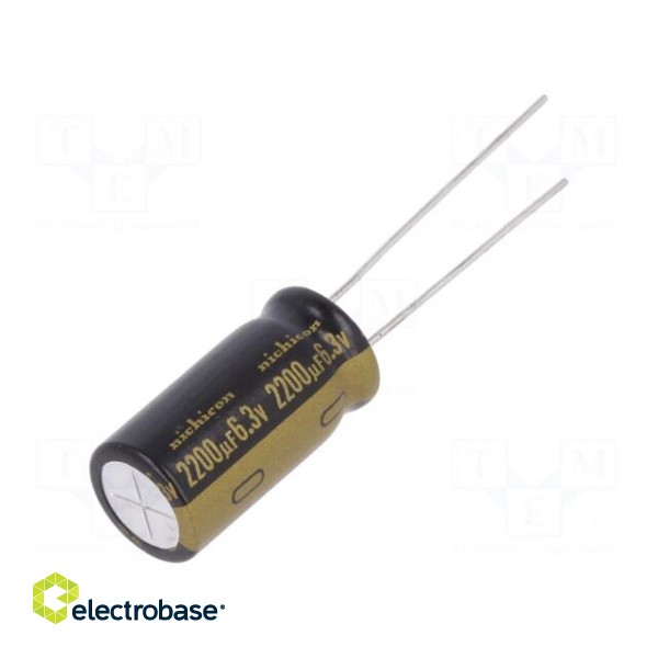 Capacitor: electrolytic | THT | 2200uF | 6.3VDC | Ø10x20mm | Pitch: 5mm