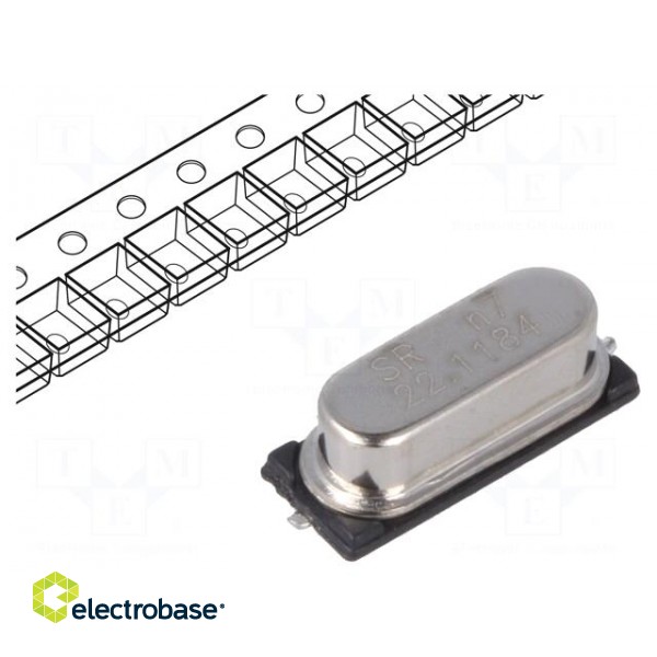 Resonator: quartz | 22.1184MHz | ±30ppm | 20pF | SMD | HC49SMD