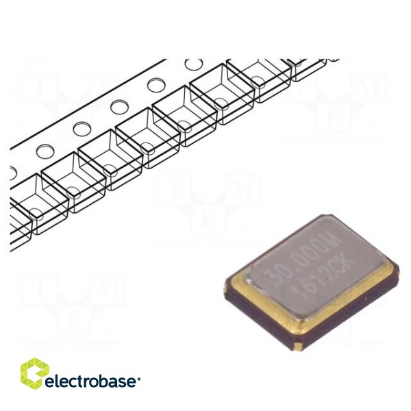 Resonator: quartz | 30MHz | ±50ppm | 16pF | SMD | 3.4x2.7x0.8mm