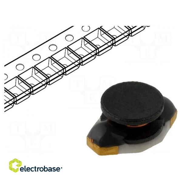 Inductor: wire | SMD | 100uH | Ioper: 0.3A | 1.27Ω | Isat: 0.31A | B: 4.45mm