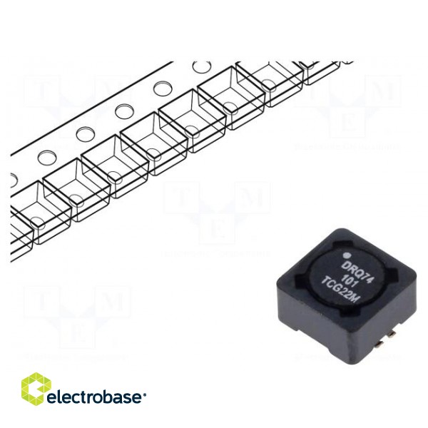 Inductor: wire | SMD | 100uH | Ioper: 860mA | 383mΩ | ±20% | Isat: 990mA
