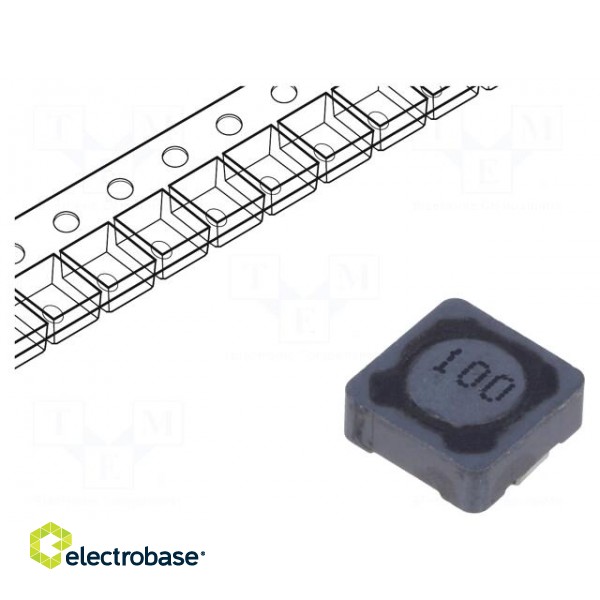 Inductor: wire | SMD | 10uH | 1.68A | 72mΩ | ±20% | 7.3x7.3x3.4mm