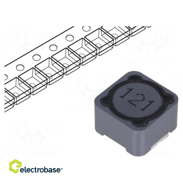Inductor: wire | SMD | 120uH | 1.6A | 250mΩ | ±20% | 12x12x8mm | -40÷125°C