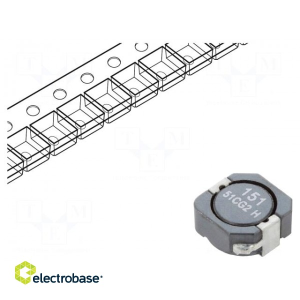 Inductor: wire | SMD | 149uH | Ioper: 1.26A | 238mΩ | ±30% | Isat: 1.15A