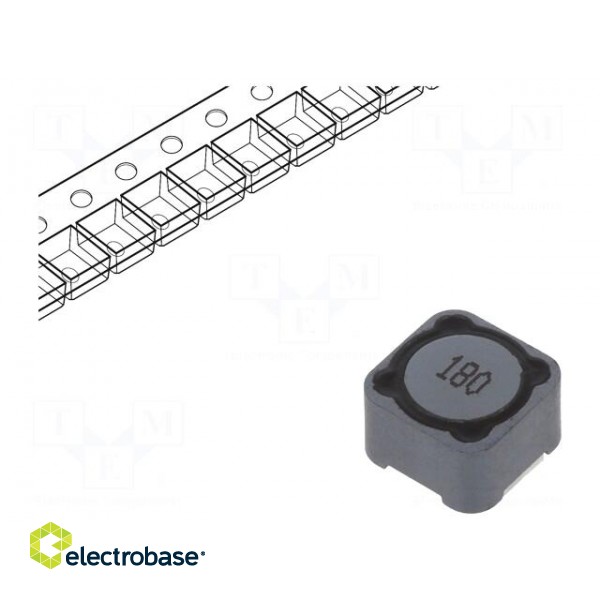 Inductor: wire | SMD | 18uH | 3.9A | 39mΩ | 12x12x8mm | ±20% | -40÷125°C