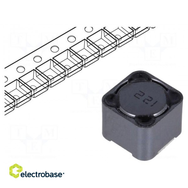 Inductor: wire | SMD | 220uH | 1.5A | 300mΩ | ±20% | 12x12x10mm | -40÷125°C