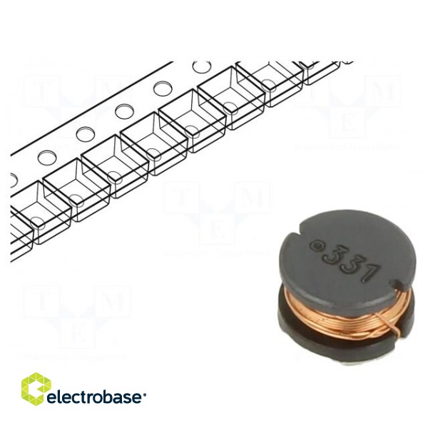 Inductor: wire | SMD | 330uH | 400mA | ±10% | Q: 12 | Ø: 7.8mm | H: 5.3mm