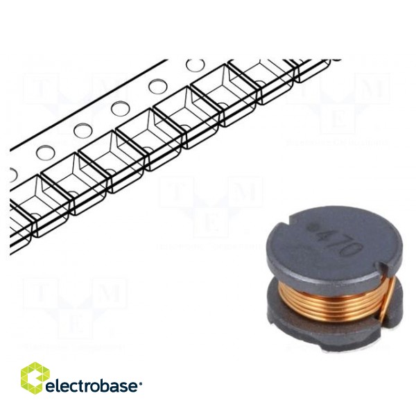 Inductor: wire | SMD | 47uH | 1A | ±10% | Q: 15 | Ø: 8mm | H: 5mm | 200mΩ