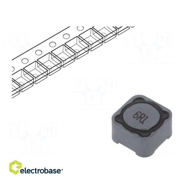 Inductor: wire | SMD | 6.1uH | 6.6A | 18mΩ | 12x12x8mm | ±20% | -40÷125°C
