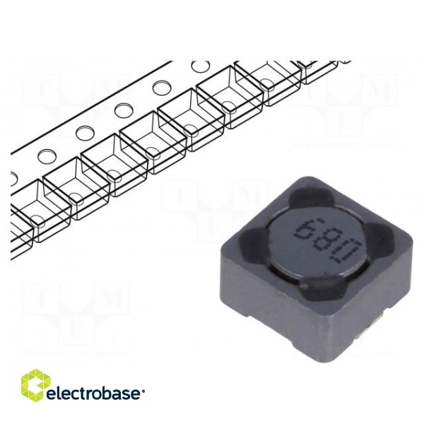 Inductor: wire | SMD | 68uH | 690mA | 380mΩ | ±20% | 7.3x7.3x4.5mm