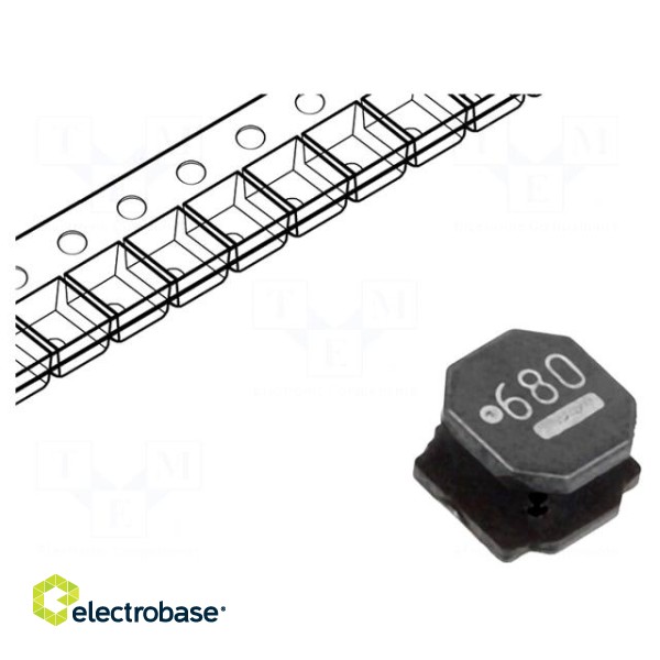 Inductor: wire | SMD | 68uH | Ioper: 950mA | 304mΩ | ±20% | Isat: 1.1A