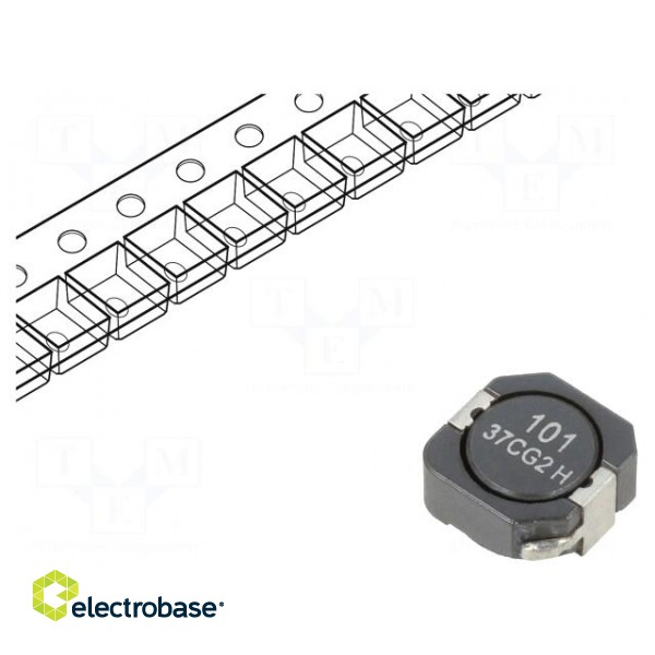 Inductor: wire | SMD | 97.5uH | Ioper: 1.52A | 164mΩ | ±30% | Isat: 1.45A
