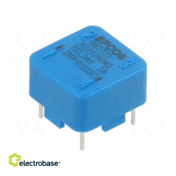 Inductor: common mode | THT | 1.1mH | 2A | 65mΩ | Pitch: 10x10mm | -30÷50%