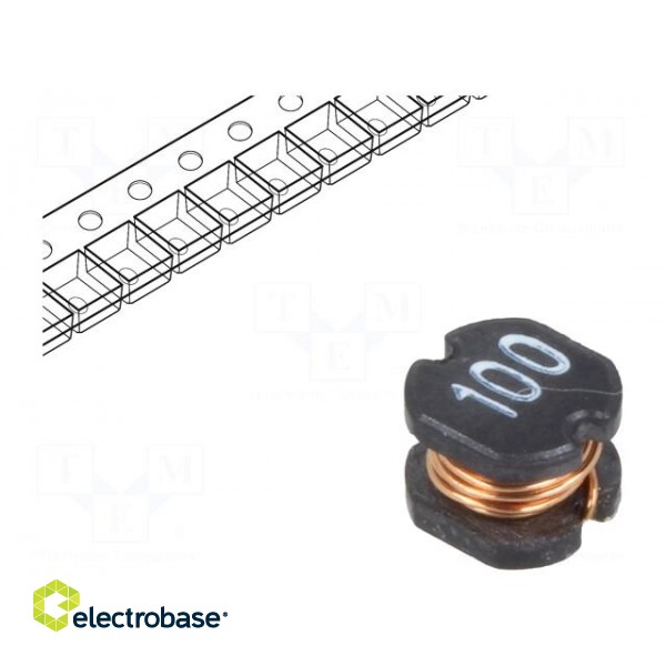 Inductor: wire | SMD | 10uH | 182mΩ | -40÷125°C | ±20% | 1.15A
