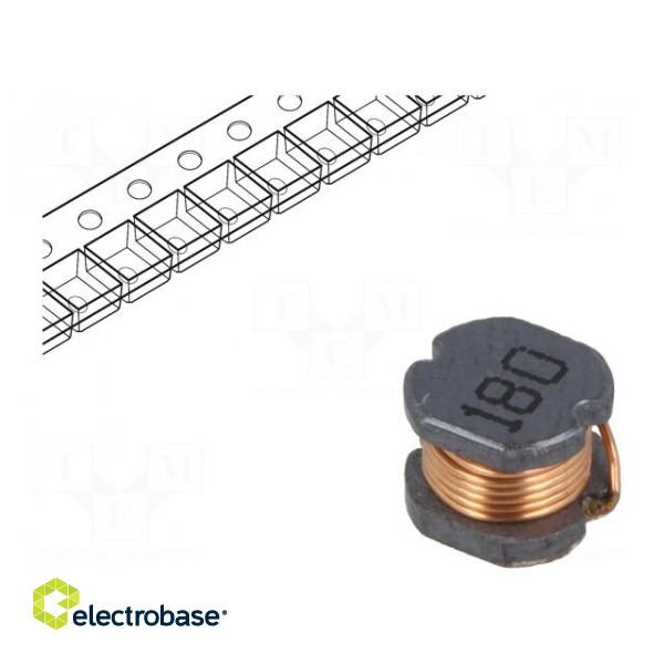 Inductor: wire | SMD | 18uH | 150mΩ | -40÷125°C | ±20% | 1.23A