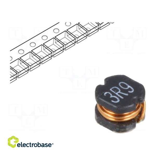 Inductor: wire | SMD | 3.9uH | 70mΩ | -40÷125°C | ±20% | 2A | 4.2x4.5x4.2mm