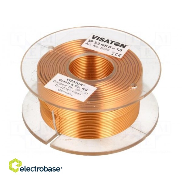 Inductor: air coil | 3.3mH | 1.1Ω | Ø: 71mm | H: 29mm | Øcore: 1mm