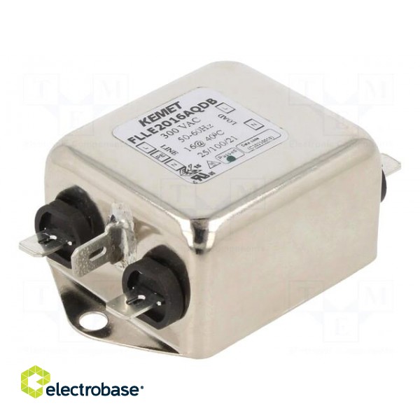 Filter: anti-interference | 300VAC | 16A | Leads: connectors FASTON фото 1