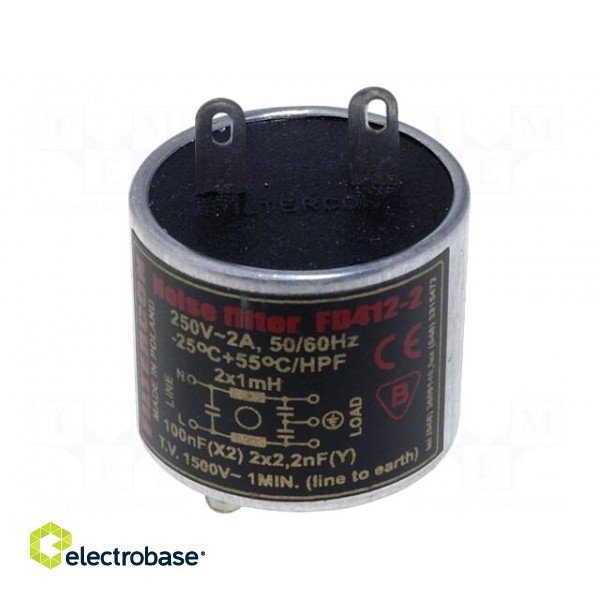 Filter: anti-interference | mains | Cx: 100nF | Cy: 2.2nF | 1mH | 250V