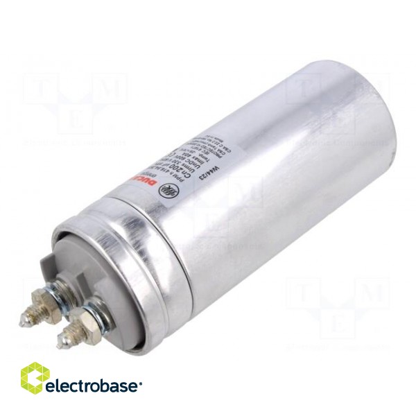 Capacitor: polypropylene | one phase | 200uF | ±5% | Leads: M10 screws фото 2
