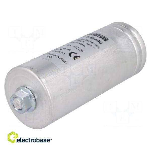 Capacitor: polypropylene | three-phase | Q@50Hz: 3.5kVAR | 400VAC paveikslėlis 1