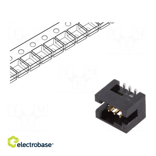 Socket | IDC | Minitek127 | male | PIN: 6 | vertical | 1.27mm | SMT | on PCBs image 1