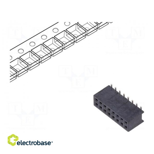 Socket | pin strips | Minitek127® | female | PIN: 16 | vertical | 1.27mm