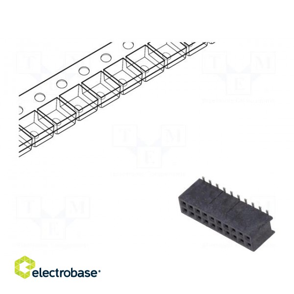 Socket | pin strips | Minitek127 | female | PIN: 20 | vertical | 1.27mm image 1