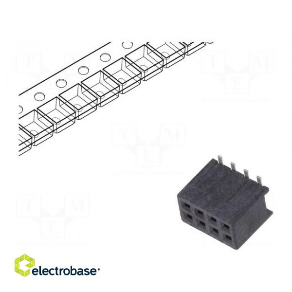 Socket | pin strips | Minitek127 | female | PIN: 8 | vertical | 1.27mm