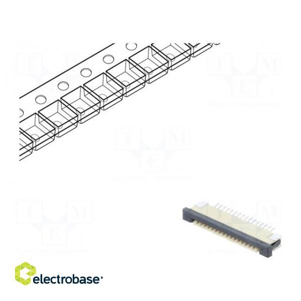 Connector: FFC (FPC) | horizontal | PIN: 16 | ZIF | SMT | tinned | 30mΩ paveikslėlis 1